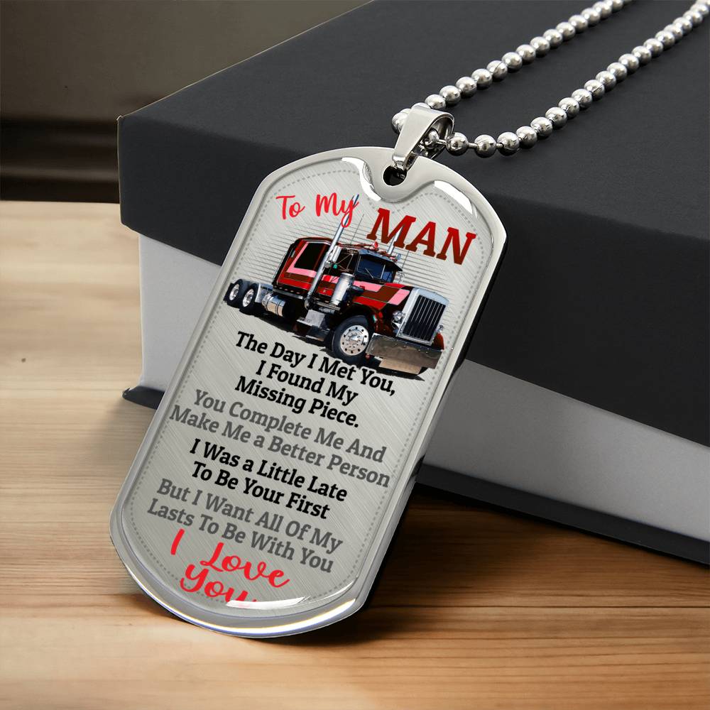 Gift For Trucker - Premium Dog Tag - Army Tag Necklace, Dog Tag