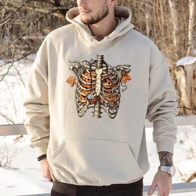 Pumpkin Rib Cage Hoodie – Skeleton Halloween Nurse Pullover