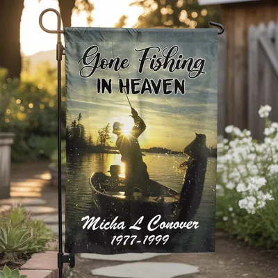 Gone Fishing In Heaven Garden Flag, Decorative Garden Decor Vertical Garden Flag