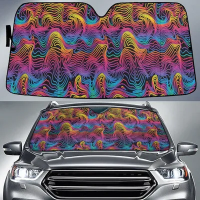 Rainbow Wave Symbol Abstract Theme Car Sun Shades Cover Auto Windshield PrintSyde