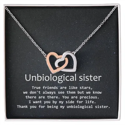 Unbiological Sister Necklace Soul Sister Sorority Sister Sister In Law Necklace Interlocking Hearts Necklace