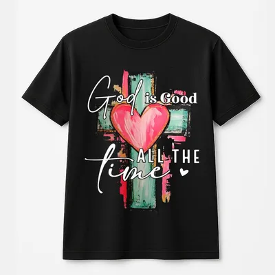 Brushstroke God Is Good All The Time T-Shirt, Hand Drawn Cross Watercolor T-Shirt, Religious T-Shirt, Christian T-Shirt, Jesus Apparel