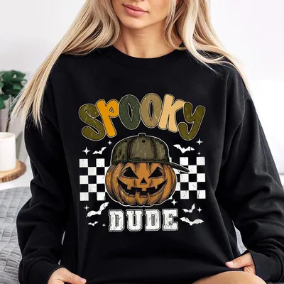 Spooky Dude Pumpkin Face Halloween Boy Kid Sweatshirt Boy Boo Ghost Halloween Retro Ball Cap Kid Ghost Sweatshirt Spooky