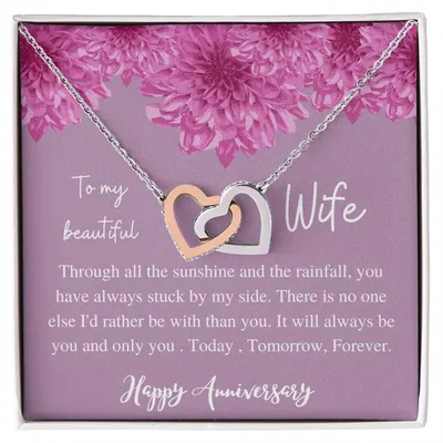 To My Beauiful Wife V2 Interlocking Hearts Necklace