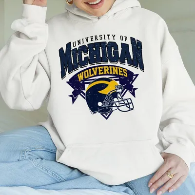 Michigan Wolverines Hoodie Vintage Football Ncaa Hoodie 90s University Of Michigan Unisex Football