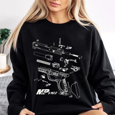 Smith & Wesson M&P 9 M2.0 Exploded View Sweatshirt, Tactical Apparel, Full Colour Sweatshirt, Perfect For Fans Classic American Style, Gift For Dad