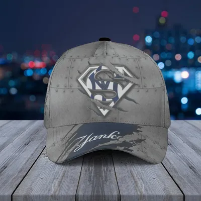 New York Yankees Superman Baseball Cap Distressed Metal Sports Fan Gift Baseball Cap