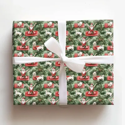 Goats and Santa - Gift Wrap for Christmas, Holidays Wrapping Paper, Christmas Wrapping Paper