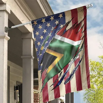 South African Heritage Garden Flag, Torn Usa Flag Background, Vertical Outdoor Decor Vertical House Flag