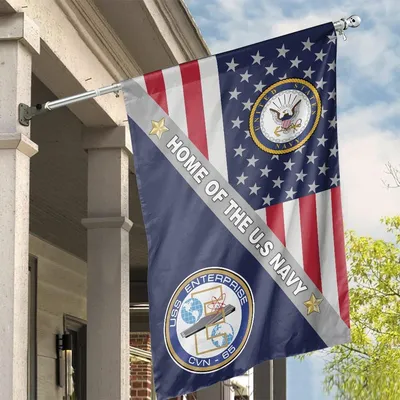 U.S. Navy Uss Enterprise Flag, Home Of The Navy American House Flag Vertical House Flag