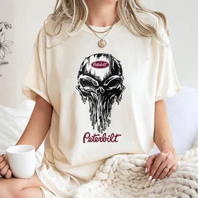 Peterbilt Skull T-Shirt Peterbilt Logo And Skull Graphic For Truckers And Peterbilt Fans Gift For Truck Enthusiasts