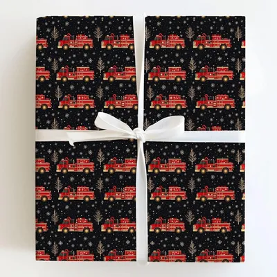 Flame on Kringle Ave - Gift Wrap for Christmas, Holidays Wrapping Paper, Christmas Wrapping Paper