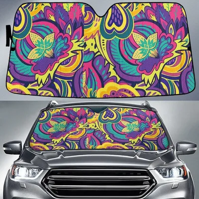 Multicolor Flowers Paisley Texture All Over Print Car Sun Shades Cover Auto Windshield PrintSyde