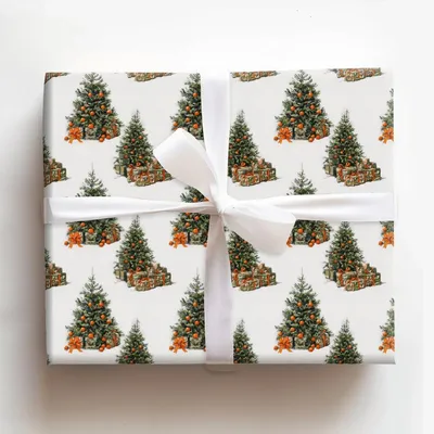 Orange and Olive - Gift Wrap for Christmas, Holidays Wrapping Paper, Christmas Wrapping Paper