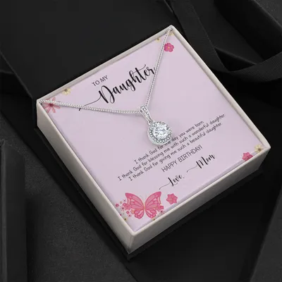 To My Daughter Pink Butterfly Necklace - Birthday From Mom - To My Daughter Necklace From Mom - Gift For Daughter From Mom - Daughter's Birthday Gift -  Mother To Daughter Birthday Gift, Gifts To Daughter From Mom