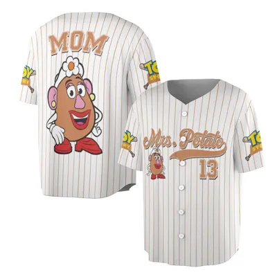 Toy Story Mrs Potato Head Baseball Jersey, Funny Mom 13 Baseball Jersey, Disney Pixar Cartoon Fan Gear, Pinstripe Adult Baseball Jersey