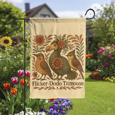 Anti-Maga Bird Garden Flag, Flicker Dodo Titmouse Subtle F_ck Trump Sign, Gift For Democrat, Progressive Liberal Flower Garden Flag Vertical Garden Flag