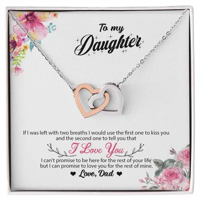 To My Daughter - I Promise To Love You For The Rest Of My Life Interlocking Hearts Necklace