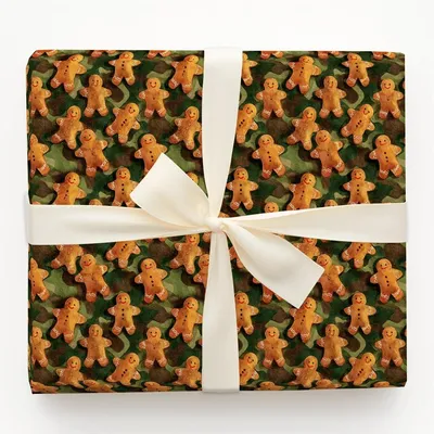 Ginger Snap Camo - Gift Wrap for Christmas, Holidays Wrapping Paper, Christmas Wrapping Paper