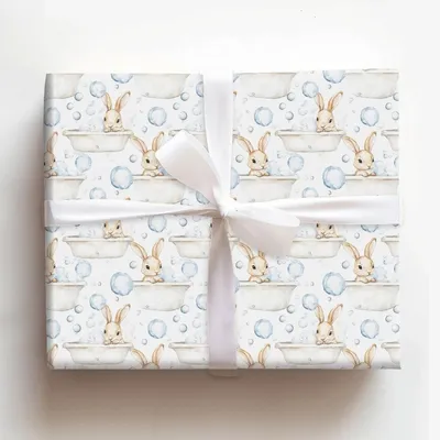 Bubble Bath Bunny Time - Gift Wrap for Christmas, Holidays Wrapping Paper, Christmas Wrapping Paper