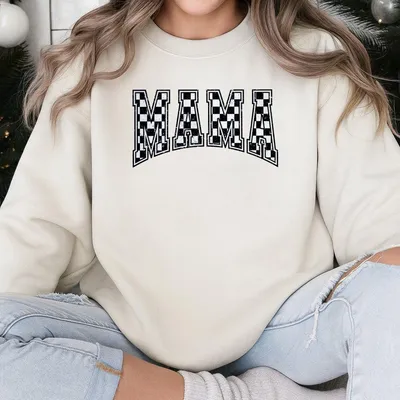 Checkered Mama Sweatshirt Gift For Mom,Vintage Checkered Mama Sweatshirt,Retro Mom Sweatshirt,Mother'S Day Gift