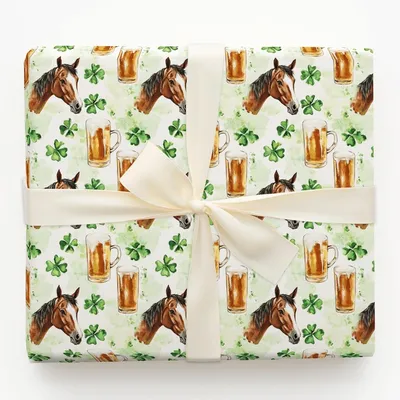 Brews with the Thoroughbred - Gift Wrap for Christmas, Holidays Wrapping Paper, Christmas Wrapping Paper