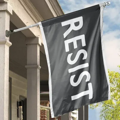 American House Flag, Resist Bold Black & White Protest Statement Flag Horizontal House Flag