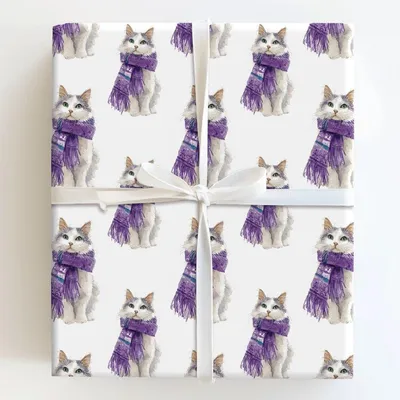 Wrapped Cat - Gift Wrap for Christmas, Holidays Wrapping Paper, Christmas Wrapping Paper