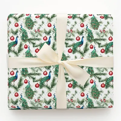 Peppermint Peacock - Gift Wrap for Christmas, Holidays Wrapping Paper, Christmas Wrapping Paper