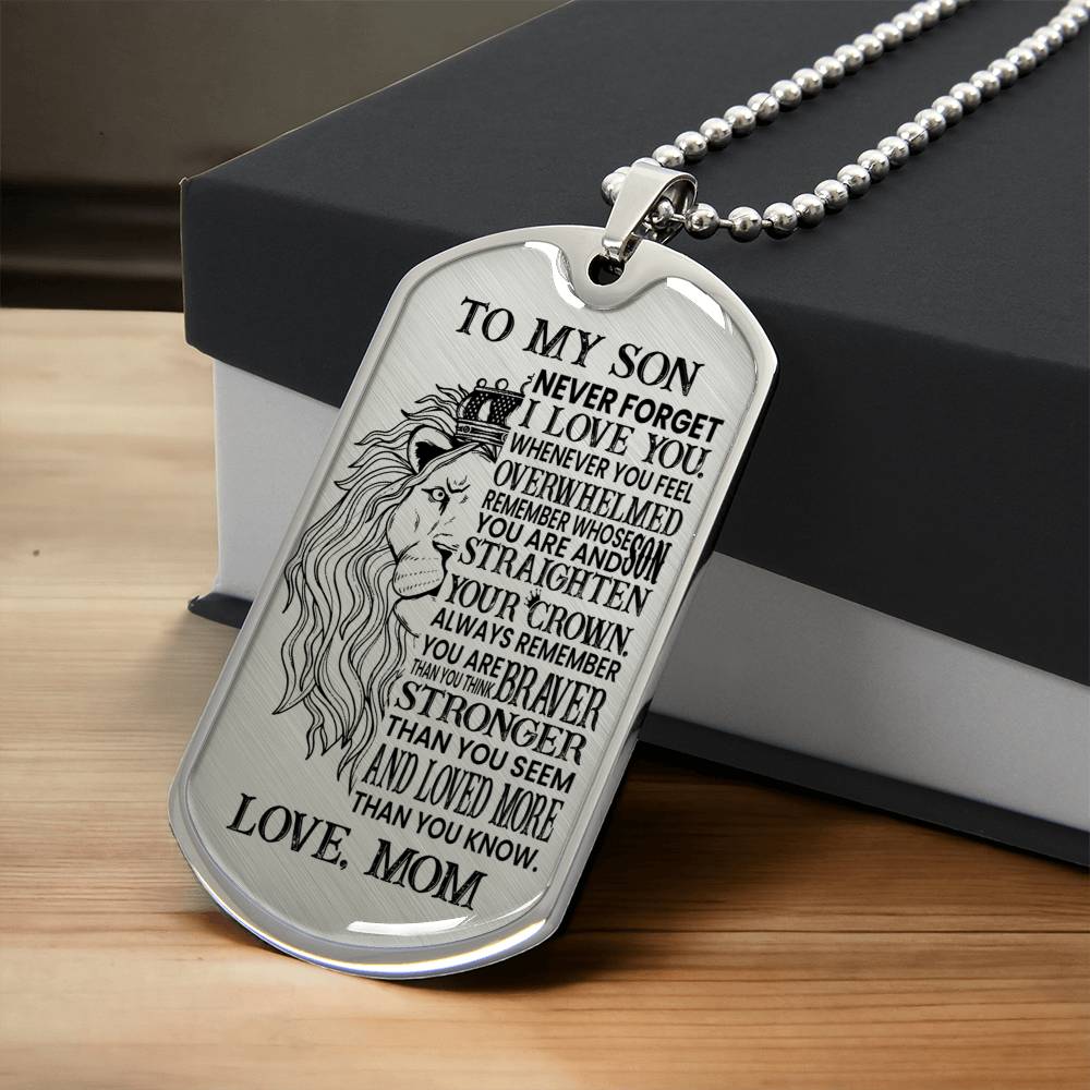To My Son - Never Forget - Dog Tag Chain - Army Tag Necklace, Dog Tag