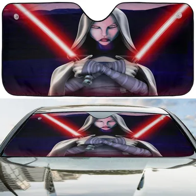 Sith Lord Car Windshield Sun Shade, Star Wars Red Lightsaber Uv Reflector, Heat Blocker For Auto Car Sunshade