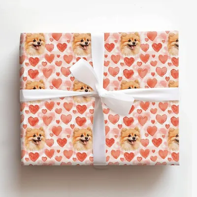Pomeranian Valentine - Gift Wrap for Christmas, Holidays Wrapping Paper, Christmas Wrapping Paper