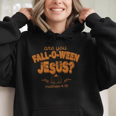 Retro Are You Fall O Ween Jesus Unisex ,Religious Christian Hoodie,Follow Jesus Apparel,Bible Matthew Hoodie,Cute Thankful Round Neck Hoodie
