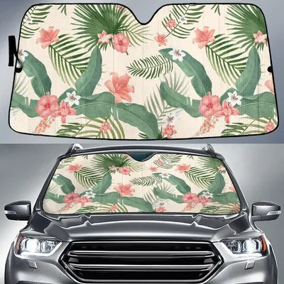 Tropical Foliage Pattern Printed Car Sun Shades Cover Auto Windshield PrintSyde