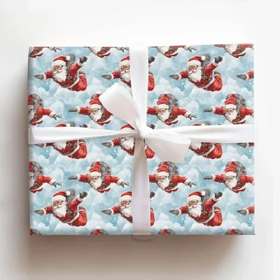 Freefalling Santa - Gift Wrap for Christmas, Holidays Wrapping Paper, Christmas Wrapping Paper