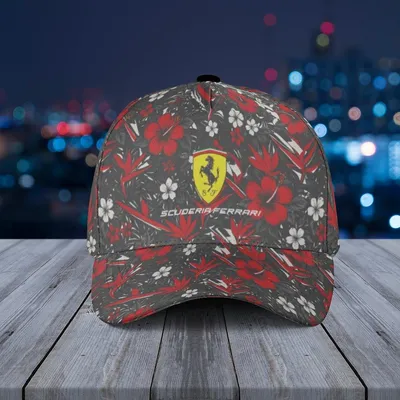 Baseball Cap Black Red Tropical Floral All-Over Print Racing Style Hat Baseball Cap