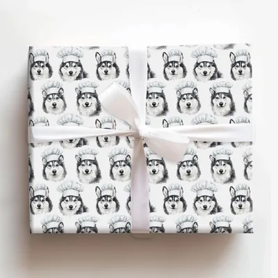 Cooking with the Huskey - Gift Wrap for Christmas, Holidays Wrapping Paper, Christmas Wrapping Paper