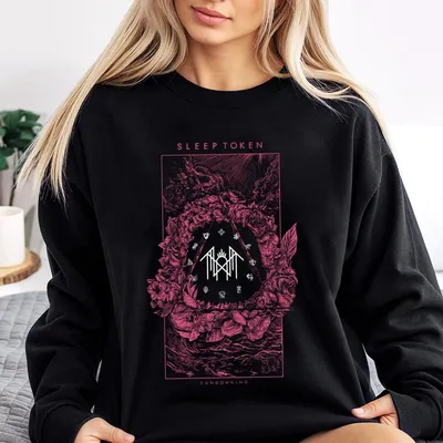 Retro Sleep Token Rose Rock Metal Sweatshirt, Unisex Oversize Rock Band, Gothic Punk Emo Grunge, Sweatshirt For Fan