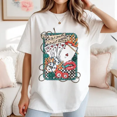 Retro Turquoise Western Country T-Shirt Life Is A Gamble Design Wild West Gifts Retro Cowboy