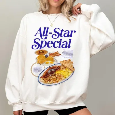All Star Breakfast Cotton Funny Casual Sweatshirt Funny Unisex Sweatshirt