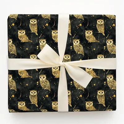 Owl Nighter - Gift Wrap for Christmas, Holidays Wrapping Paper, Christmas Wrapping Paper