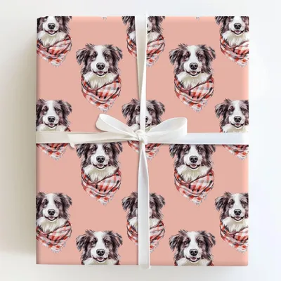Bundle Up with the Australian Shepherd - Gift Wrap for Christmas, Holidays Wrapping Paper, Christmas Wrapping Paper