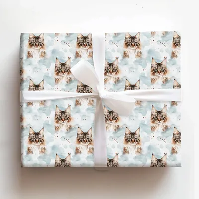 Cloud Nine Cat - Gift Wrap for Christmas, Holidays Wrapping Paper, Christmas Wrapping Paper