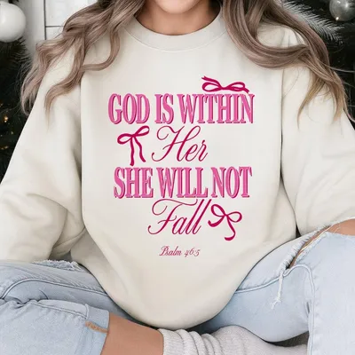 Unisex Christian Sweatshirt, God Is Within Her She Will Not Fall Sweatshirt, Vintage I Love Jesus Sweatshirt