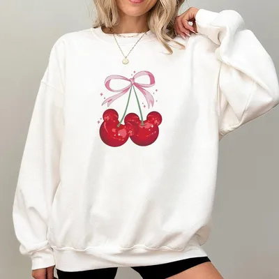 Cherry Mouse Coquette Baby Sweatshirt Original Designer Bow Graphic Top Princess Aesthetic 90s Sweatshirt