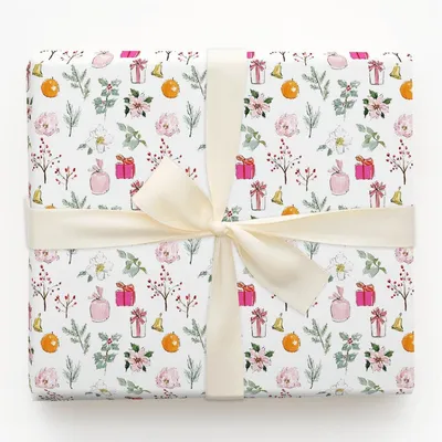Petal and Pine - Gift Wrap for Christmas, Holidays Wrapping Paper, Christmas Wrapping Paper