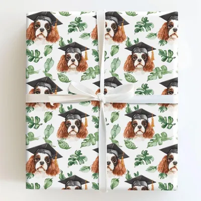 Cavalier King Charles Graduate - Gift Wrap for Christmas, Holidays Wrapping Paper, Christmas Wrapping Paper