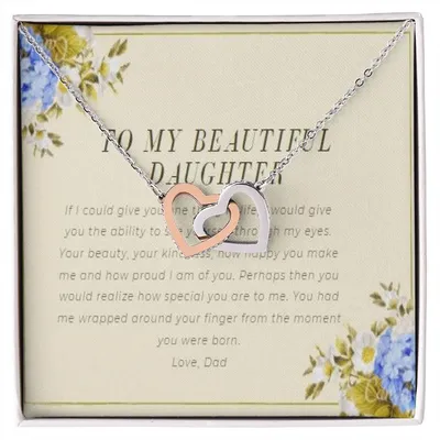 To My Daughter From Dad Interlocking Hearts Necklace Father To Daughter Gift Birthday Gift To Daughter From Dad Daughter Necklace