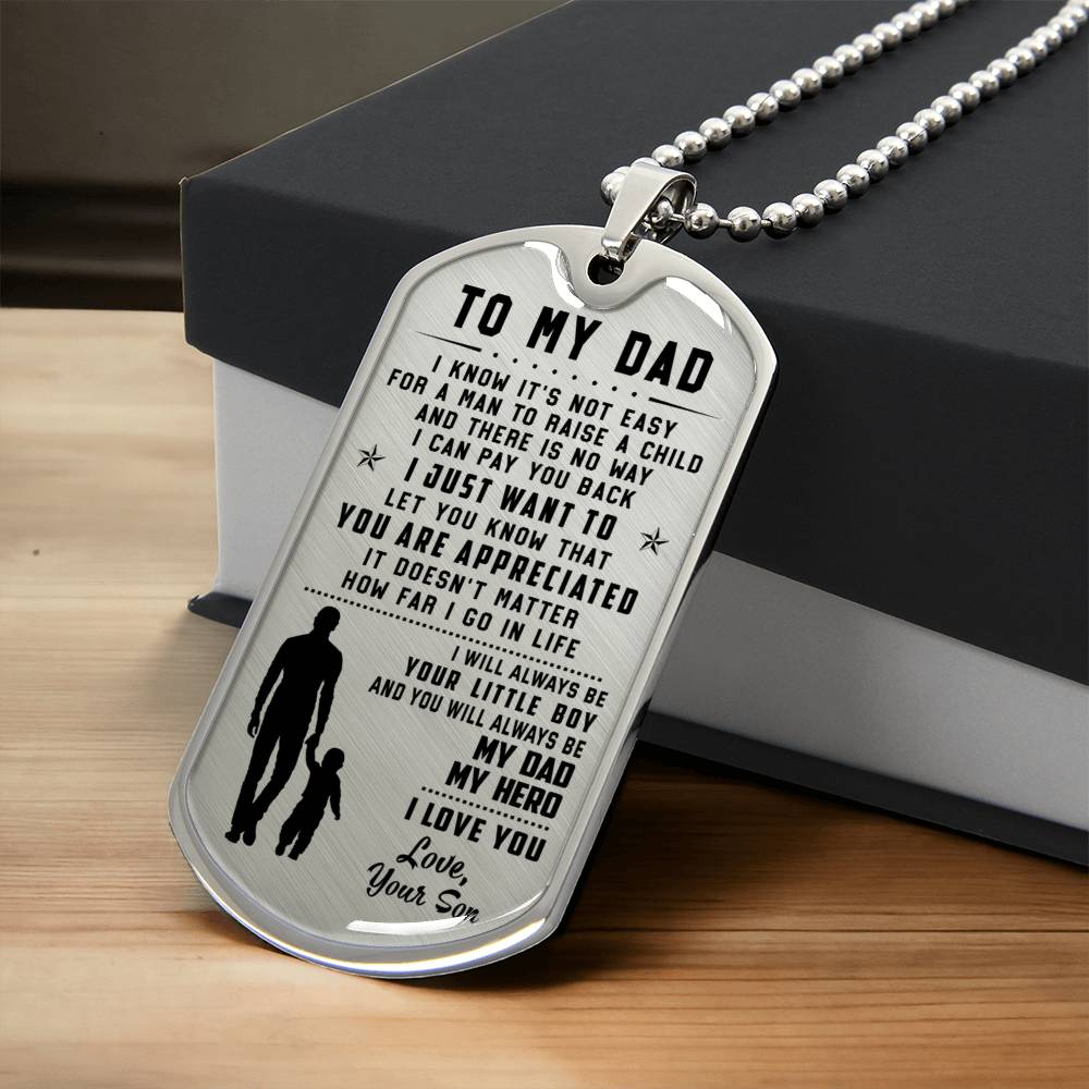 To My Dad - Father's Day Gift From Son - Army Tag Necklace, Dog Tag