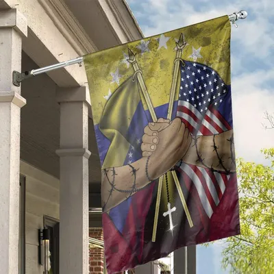 Usa–Venezuela Unity Flag, Faith, Freedom & Friendship House Banner Vertical House Flag